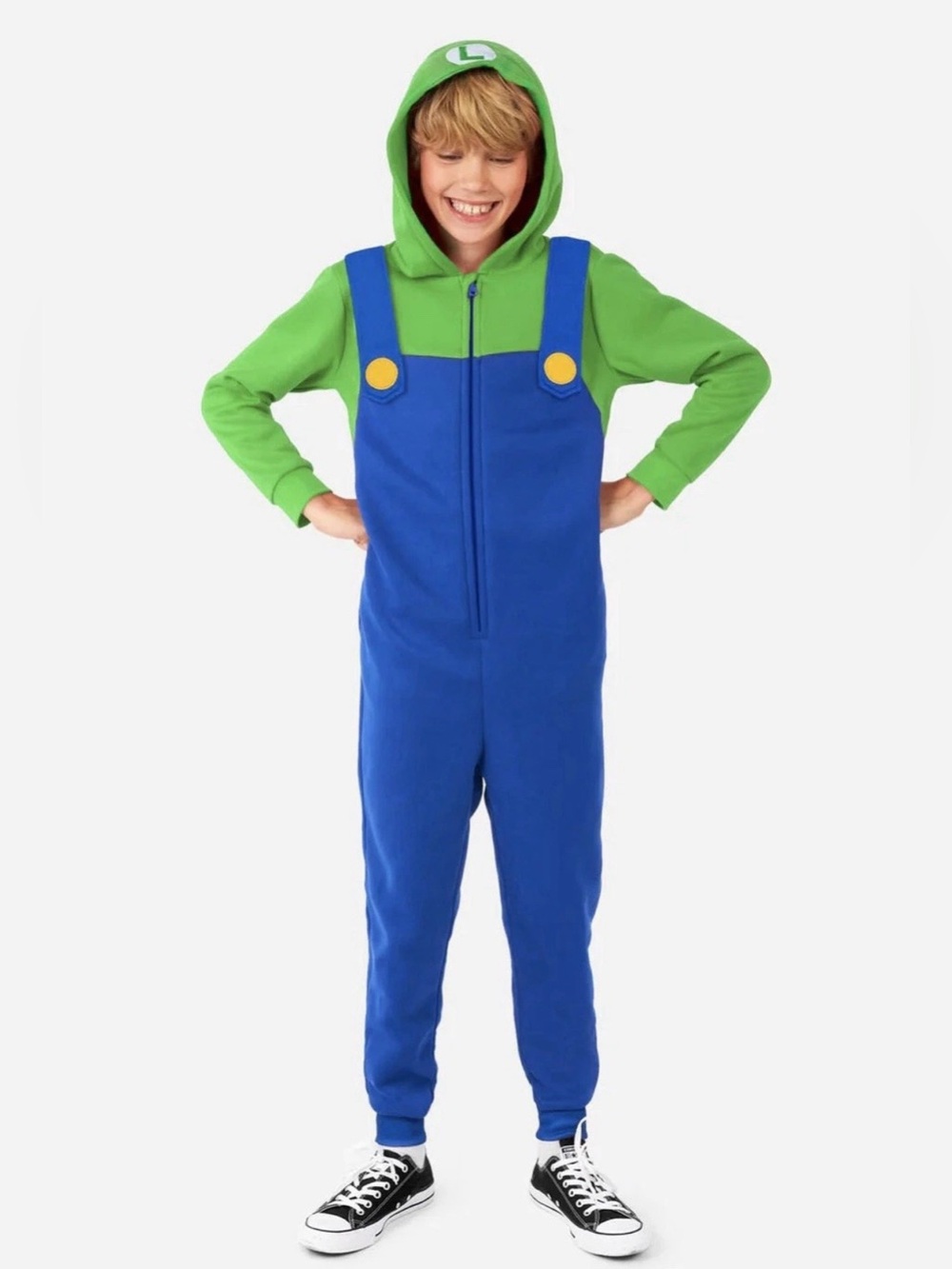 Super Mario Brothers Opposuits Luigi Pajamas One Piece Kids Boys 10-12YR NWT